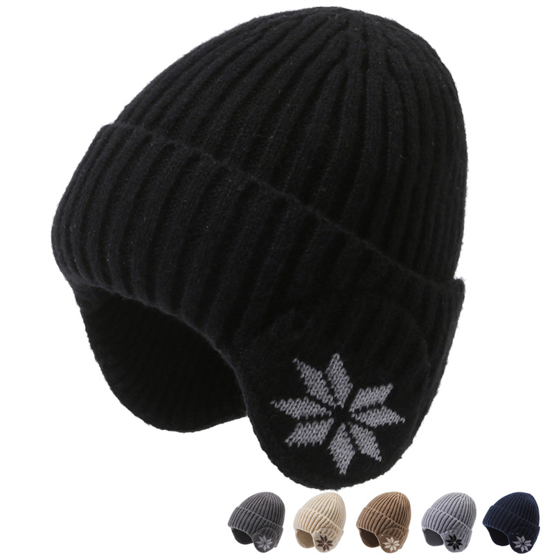 Picture of Hat men's winter warm knitted hat winter cycling fleece-lined ear protection wool hat scarf men's youth pullover hat