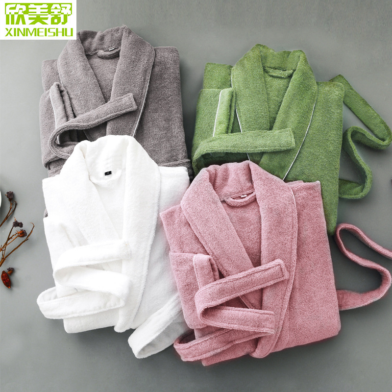 Five-star Hotel Cotton Bathrobe Winter Towel Material Thickened Cotton Men and Women Couple Absorbent Beauty Salon Bathrobe