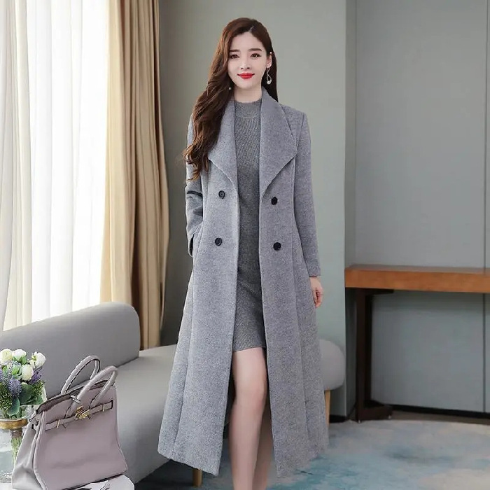 Picture of Southeast Asia Cross-border Coat Women's New Long Over-the-knee Large Size Woolen Coat Women's Winter Lapel Woolen Top for Chubby Girls