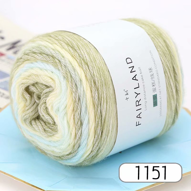Picture of Cake wool segment dyeing gradient baby children's wool cotton rainbow thread handmade knitting shawl scarf sweater special offer