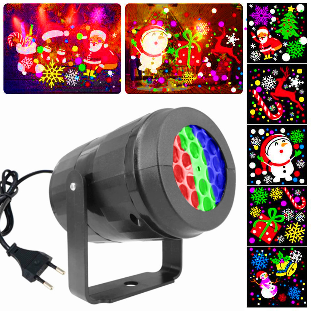 Cross-Border 16 Pattern Christmas Projection Lamp Usb5V Colorful Rotating Festive Atmosphere Snowflake Atmosphere Decoration Night Light