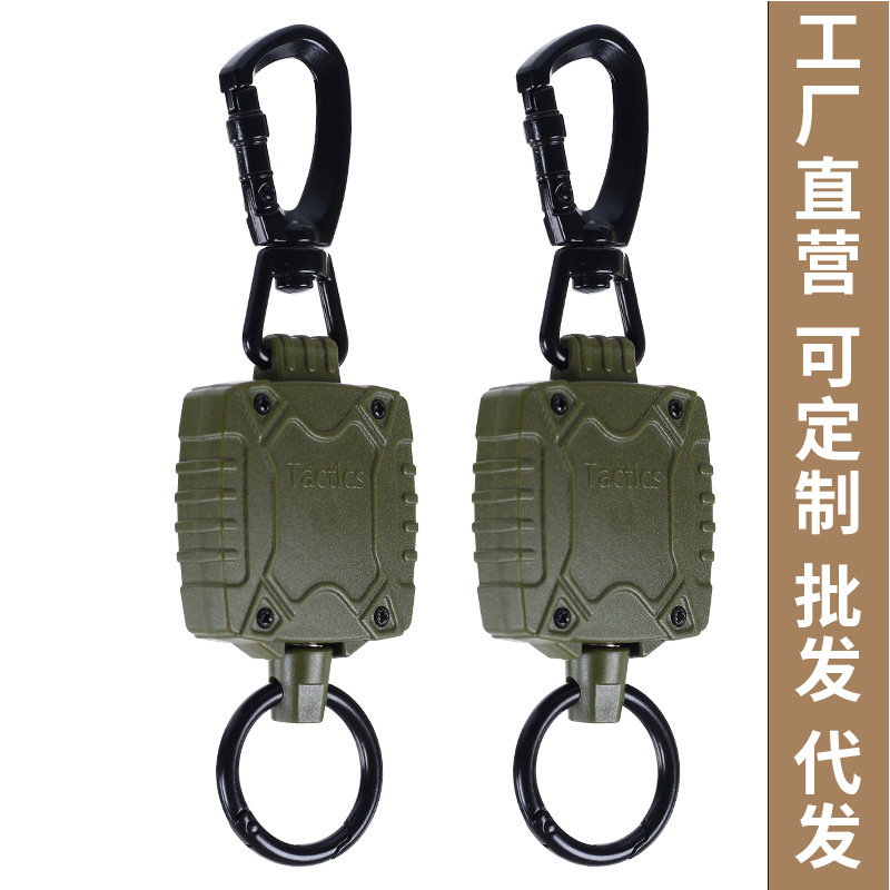 Picture of Zinc Alloy Metal Hanging Buckle Outdoor Fishing Retractable Army Green Square Easy Pull Buckle Quick Pack Easy to Pull