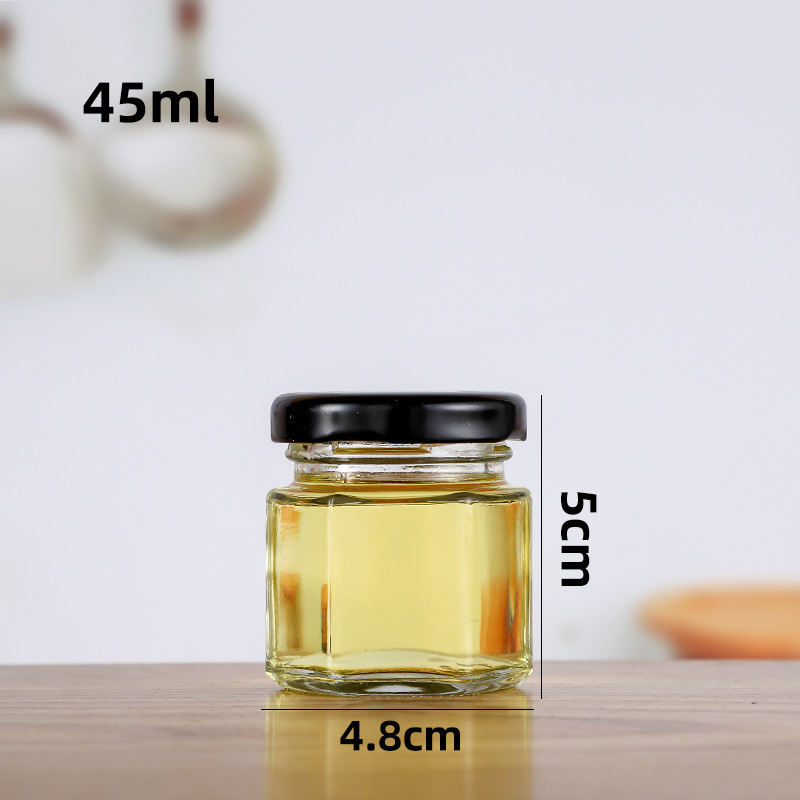 Picture of Manufacturer Hexagonal Honey Glass Bottle Foam Box with Lid Storage Bottle Sealed Transparent Jam Can Bottle Honey Jar Storage