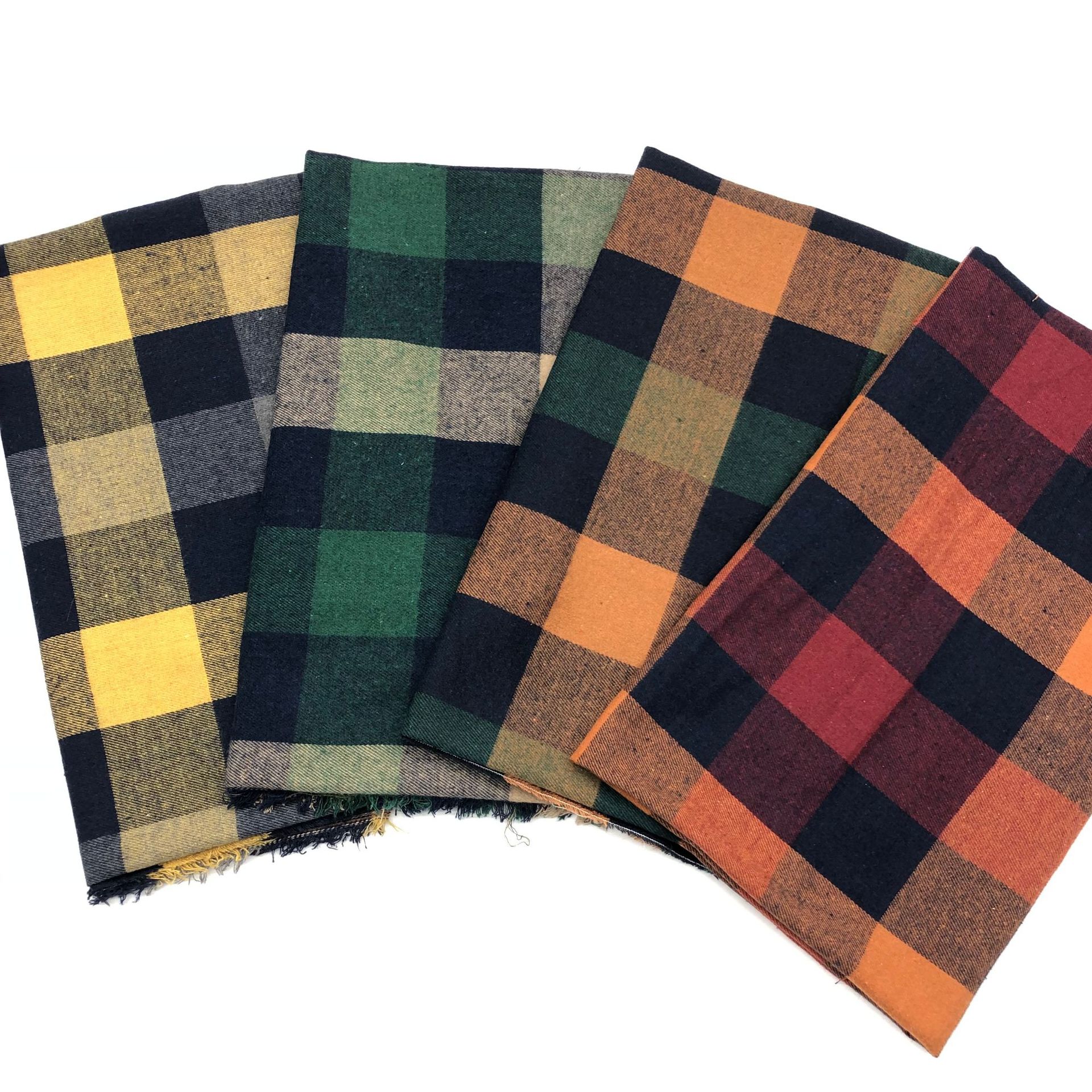 Polyester-Cotton Yarn-Dyed Chaoyang Plaid Brushed Plain Spring, Autumn and Winter Shirt Fabric Woven Men's Shirt Casual Jacket