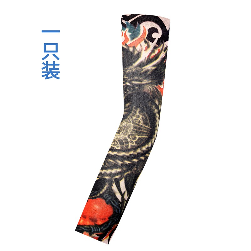 Picture of Flower Arm Tattoo Sleeve Seamless Outdoor Riding Tattoo Sunscreen Sleeve Riding Tattoo Sleeve Optional Color Cross Border
