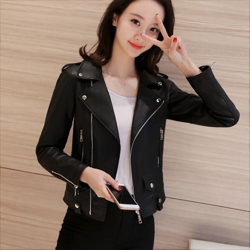 Picture of Wholesale 2023 Spring and Autumn New Korean Women PU Leather Women's Short Slim Fit Small Coat Biker Leather Jacket