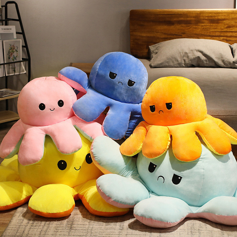 Picture of Soft Cute Giant Flip Big Octopus Doll Funny Double-Sided Expression Octopus Plush Toy Girl Gift
