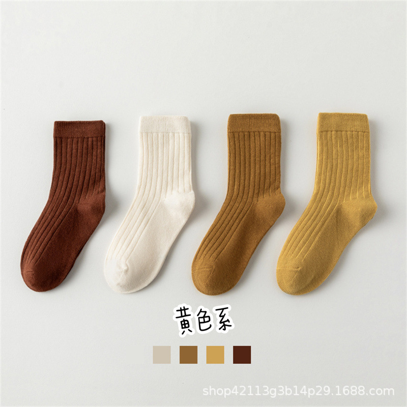Picture of Children's socks spring and autumn Class A cotton boys' and girls' socks Korean style solid color baby mid-calf socks autumn medium and large children's fashion