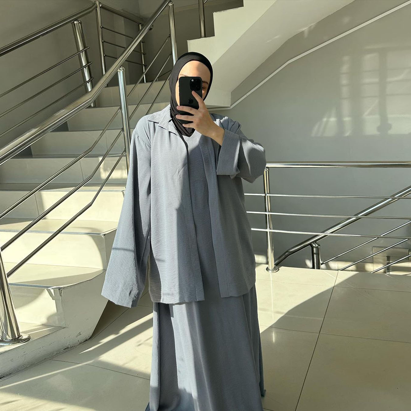 Middle Eastern Arab Cross-Border Women's Clothing 2024 Spring New Loose Dress Long-Sleeved Shirt Suit Middle Eastern Style