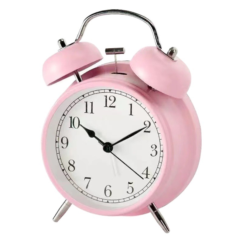 Cross-Border Wholesale Modern Bell Clock 4inch Double Bell Clock Student Night Light Alarm Clock Kidsren's Silent Clock Decorative Style