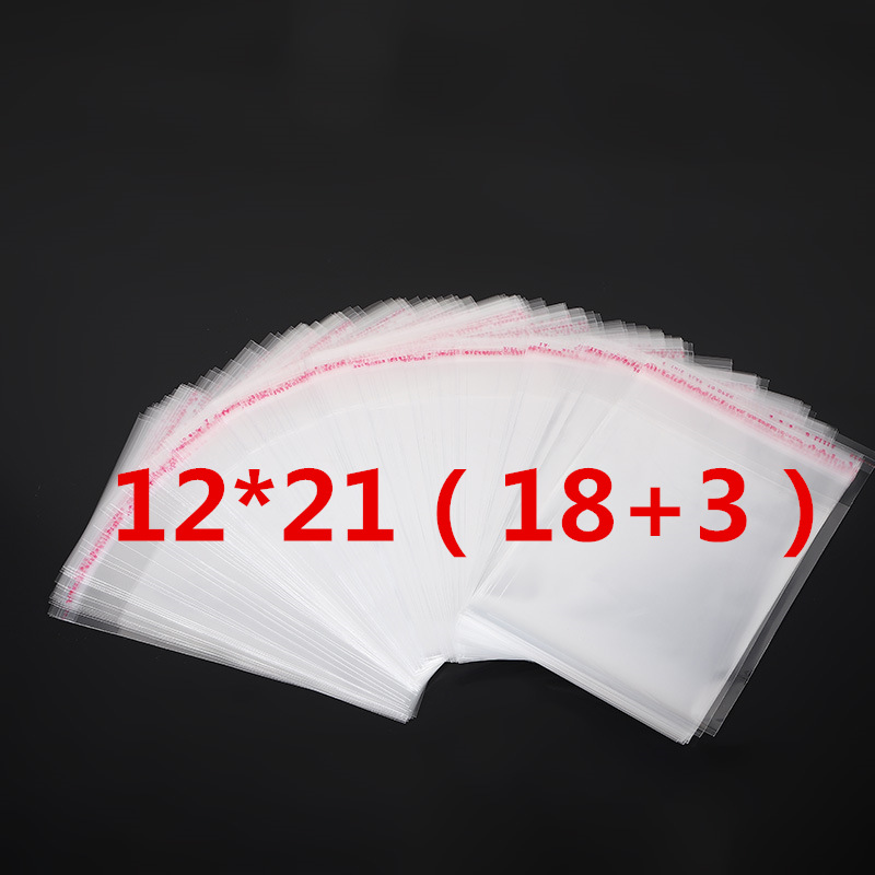 Medium opp packaging bag 12*21(18+3) self-adhesive transparent sealing printing self-adhesive bag wholesale