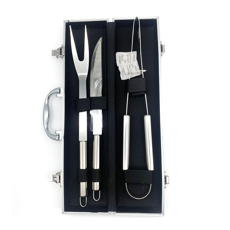 Picture of Factory Spot Barbecue Tool Set Home Outdoor Picnic Camping Style Aluminum Box Stainless Steel BBQ Grill Set