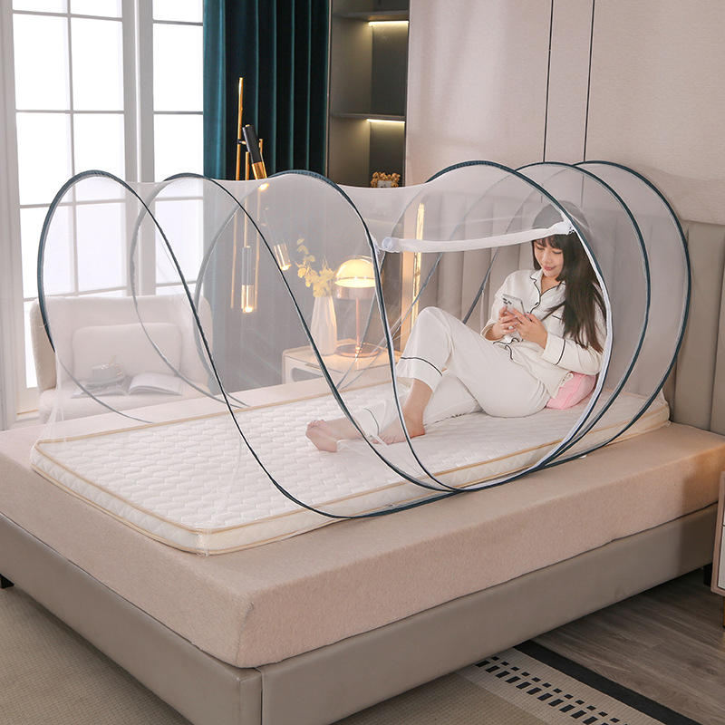 Student dormitory mosquito net installation-free 0.9m upper and lower bunk travel hotel portable yurt folding bed floor shop