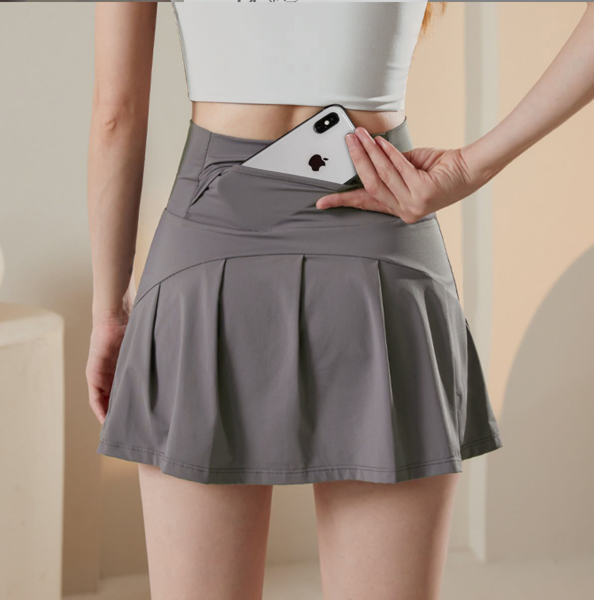 Summer New Arrival Skirt Nylon High Elastic Ice Silk Tennis Skirt Thin Yoga Anti-running Light Sports Casual Women's Skirt