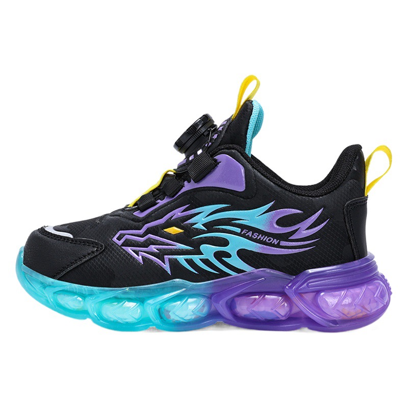 Rotating button children's shoes 2024 spring new children sneaker primary and secondary school students waterproof non-slip lightweight walking shoes