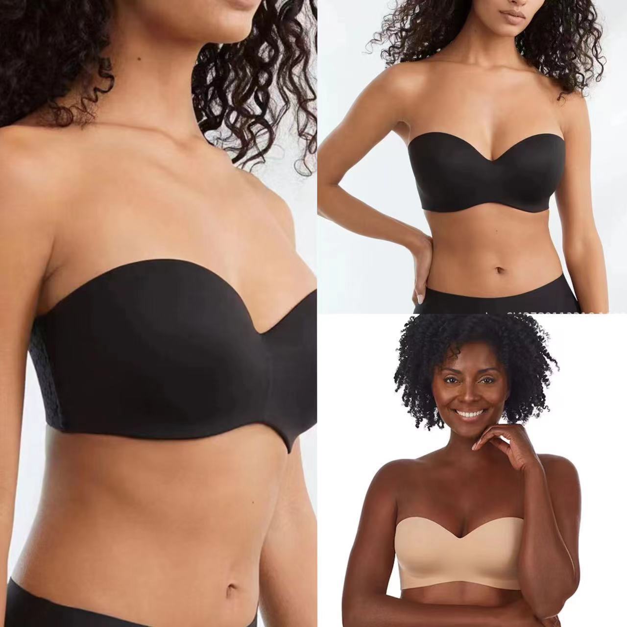Picture of Cross-Border Popular Strapless Half-Cup Seamless Sexy Push-Up Bra One-Piece Invisible Wedding Dress Off-Shoulder Bra for Women