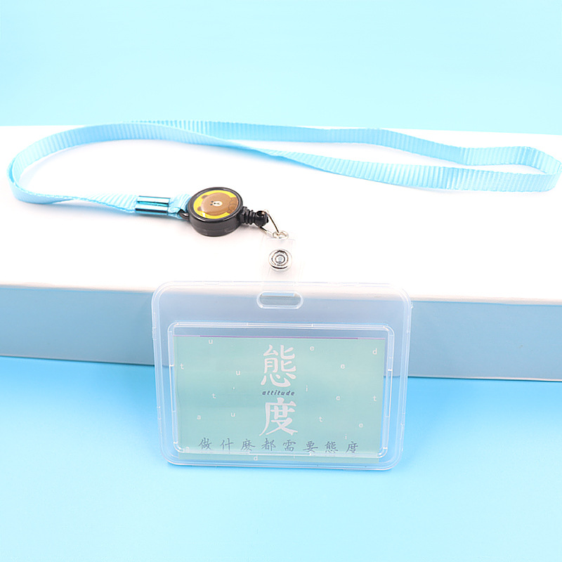 Picture of Campus student card holder retractable horizontal transparent card holder bus card holder ID card holder ID card holder lanyard