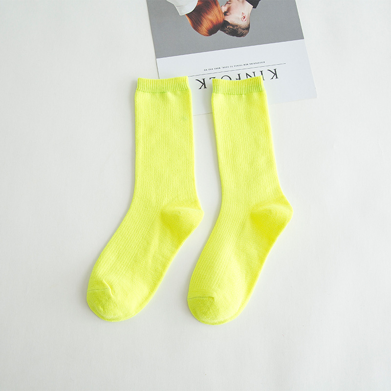 Picture of Spring and summer women's socks solid color dopamine color tube socks Zhuji pile socks ladies candy color socks cotton socks