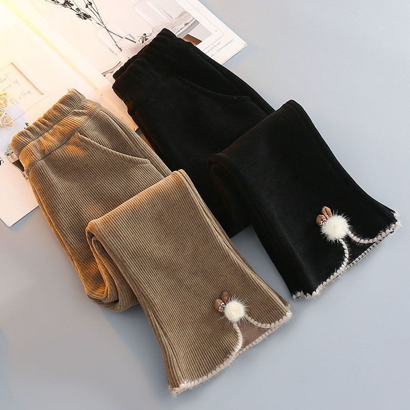 Picture of [Corduroy Composite Real Super Velvet] Girls' One-piece Velvet Pants Autumn and Winter Corduroy Girls' fleece-lined Flared Pants
