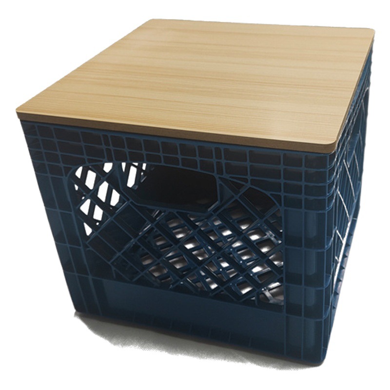 Black Quart Plastic Box with Wooden Lid Food Turnover Box Vegetable Fruit Square Products Large Milk Basket