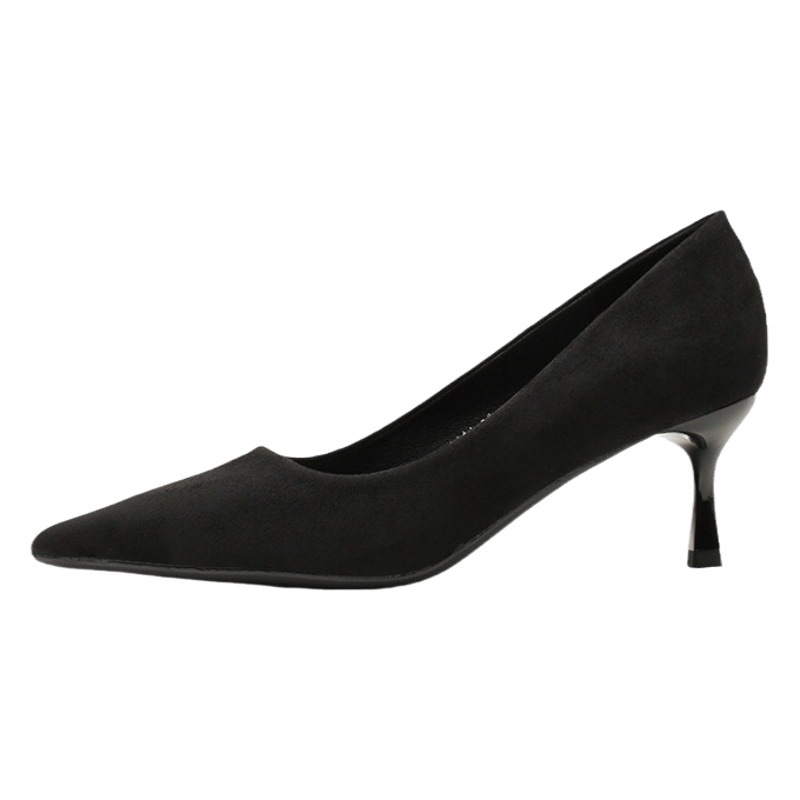 8801 classic black pointed suede high heel women's single-layer shoes commuter formal wear not tired feet new fashion single-layer shoes
