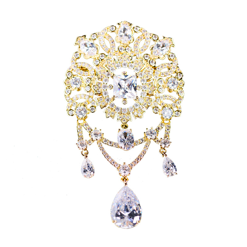 Picture of Korean wind elegant court decoration decoration brooch temperament creative high sense clothing pin tassel zircon accessories female