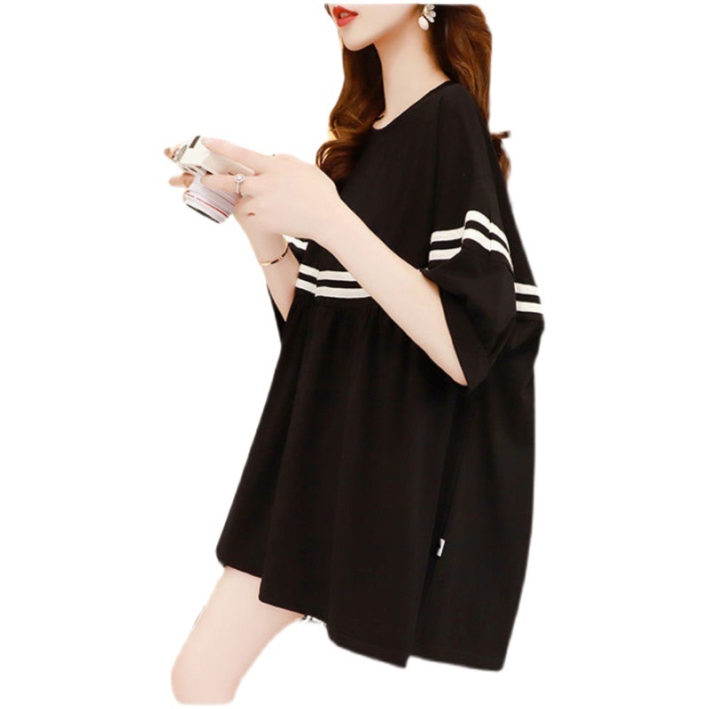 Maternity Summer Short-sleeved 200 Jin Short-sleeved T-shirt Women's Internet Celebrity Top Summer Korean Loose Western Style A- line Skirt T-shirt