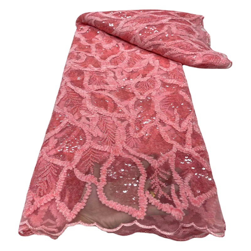 Nizi Embroidery beads stone African lace Embroidered Cloth Wedding Dress Fabric lace