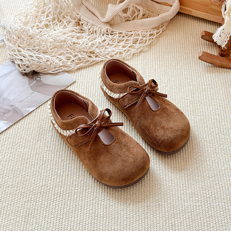Picture of Girls' leather shoes new autumn children's Birkenstock soft soles sweet princess shoes bow baby shoes