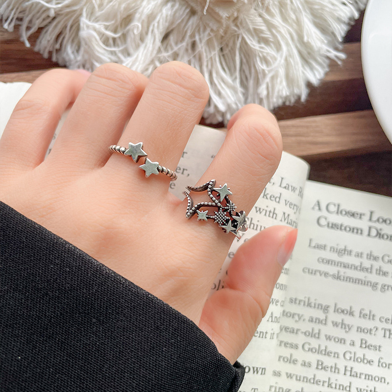Lan zhi star opening personality design ring simple retro 925 sterling silver ring does not fade niche wholesale