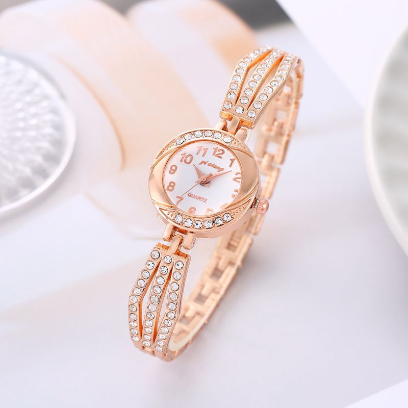 Foreign trade new round small size fashion temperament dial Diamond women's steel belt ins style student bracelet quartz watch