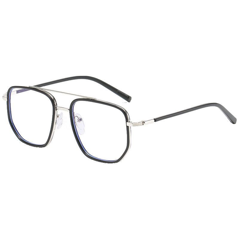 Picture of New Anti-blue Light Flat Mirror Men's and Women's Retro Polygon Double Beam Glasses Internet Celebrity Myopia Frame 8025