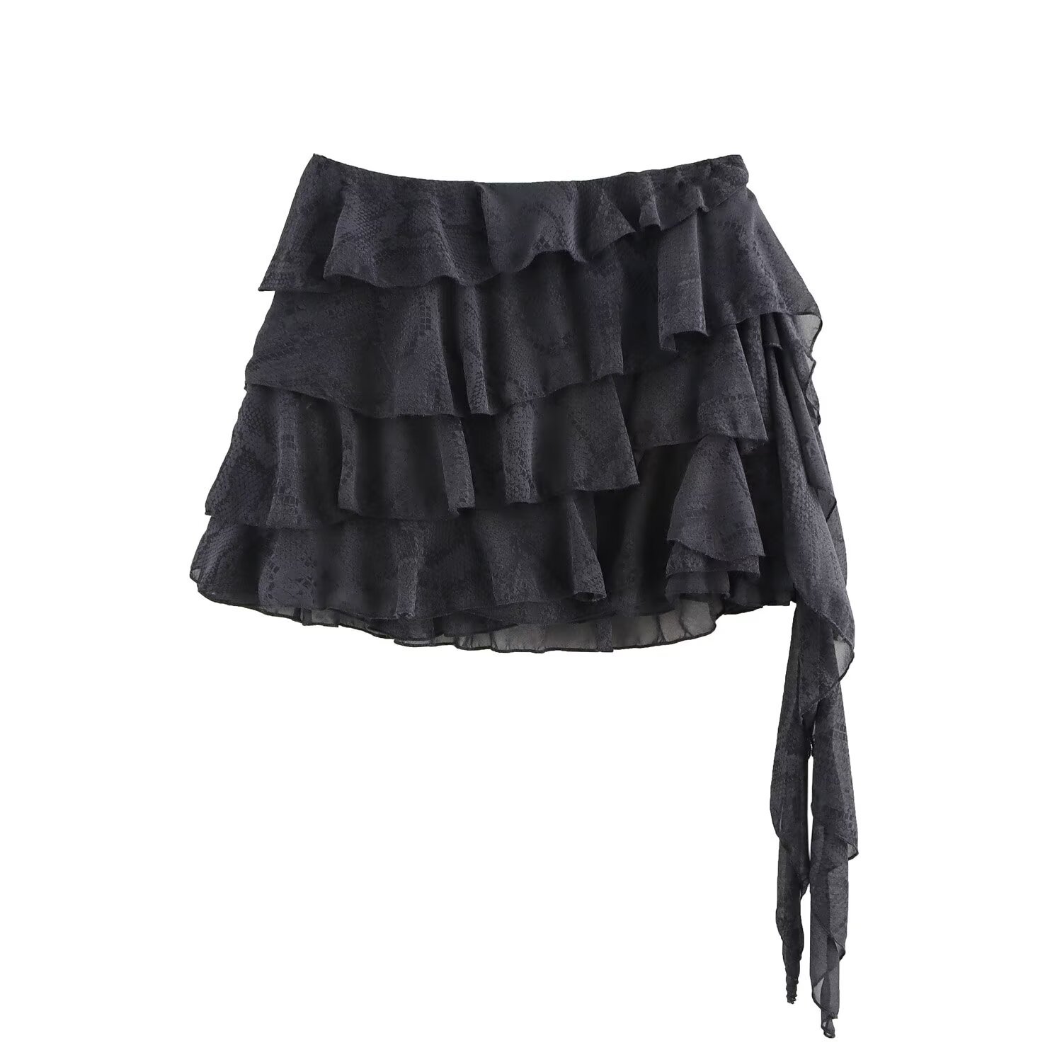 ZA cross-border women's clothing wholesale European and American wind spring and summer new irregular flounces high waist A- shaped skirt 5063950