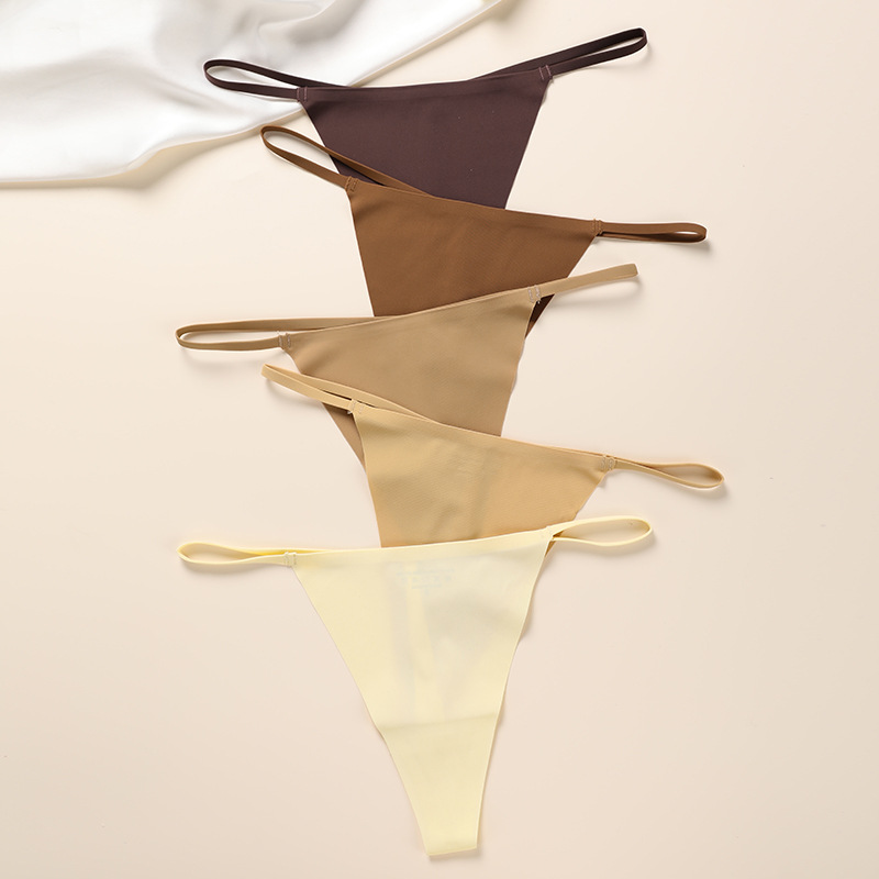 Cross-border seamless thong women's sexy thin belt sports cotton crotch breathable ice silk low waist women's T-shaped underwear