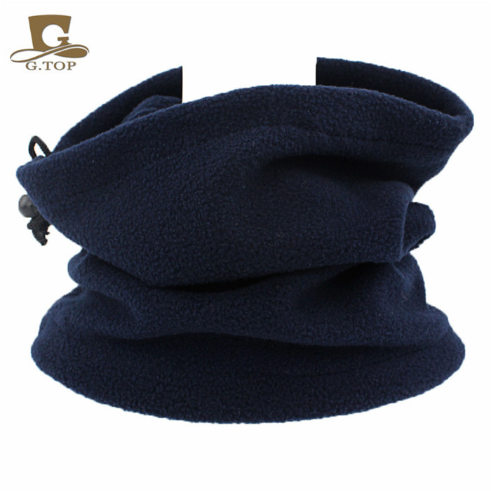 Picture of Winter men's and women's outdoor sports fleece scarf riding mask multi-functional drawstring polar fleece collar pullover cap