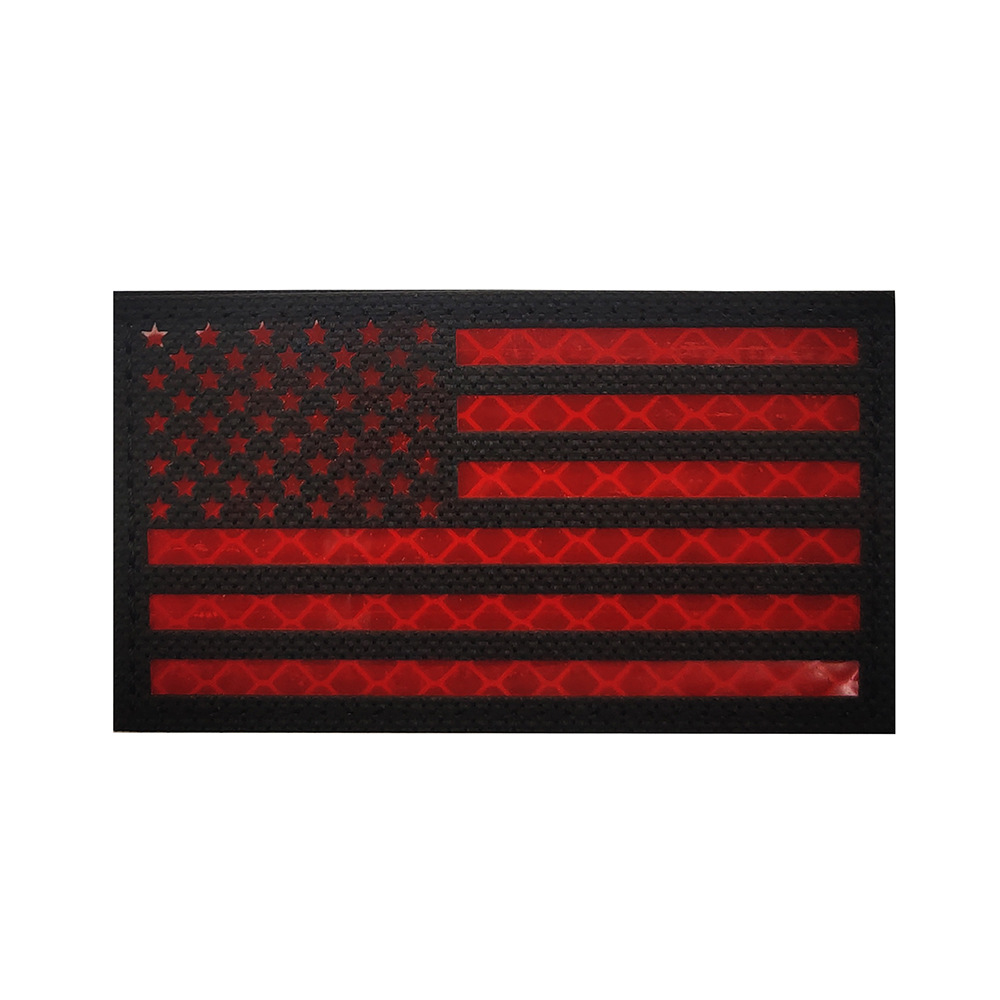 Picture of Haike Outdoor Infrared Reflection US Flag Velcro Laser Cutting Red and Blue Line Stars and Stripes Flag Bag with Stamps M00004