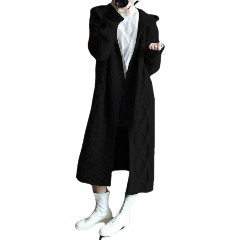 in stock 2022 New South Korea Sweater Coat Women's Mid-length Lazy Style Loose Cardigan Twist Coarse Sweater Coat
