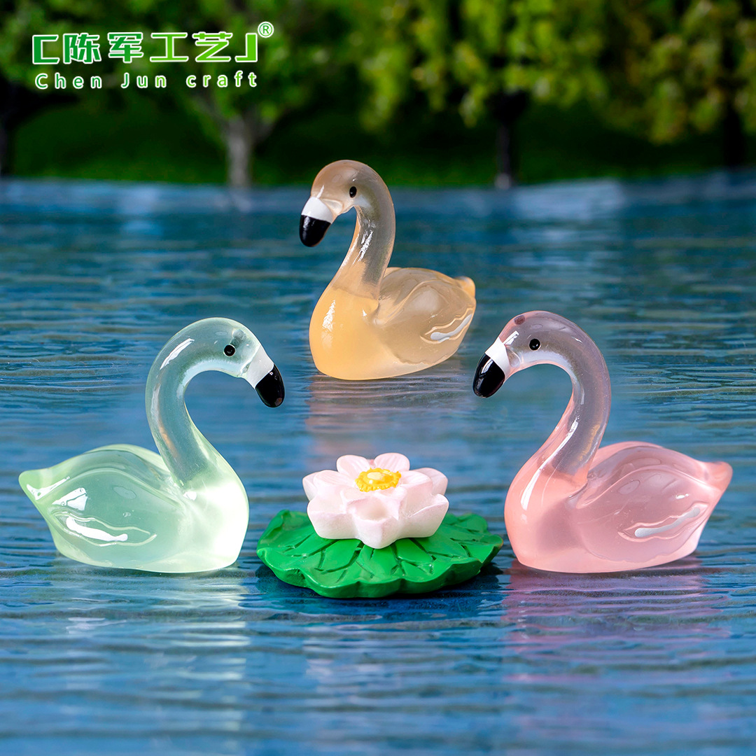 Picture of Micro Landscape Creative Cute Luminous Artificial Flamingo Aquarium Moss Landscaping Decoration Accessories Desktop Small Ornaments