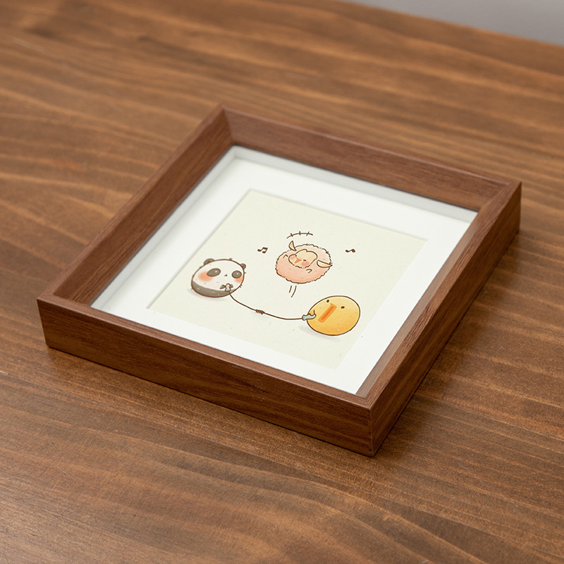 Picture of Wooden Square Small Photo Frame Platform ins Style Mini Photo Frame Ornaments 4 Inch 5 Inch 6 Inch Picture Frame Hollow Photo Frame Wholesale