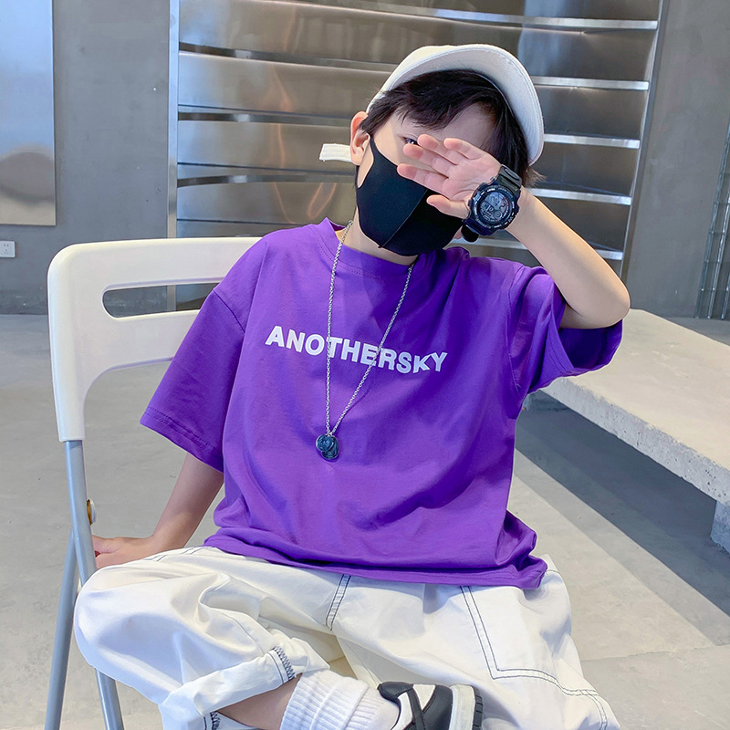 Children's clothing boys' summer short-sleeved T-shirt summer loose children boys' summer fashion clothing big children handsome cool handsome fashionable