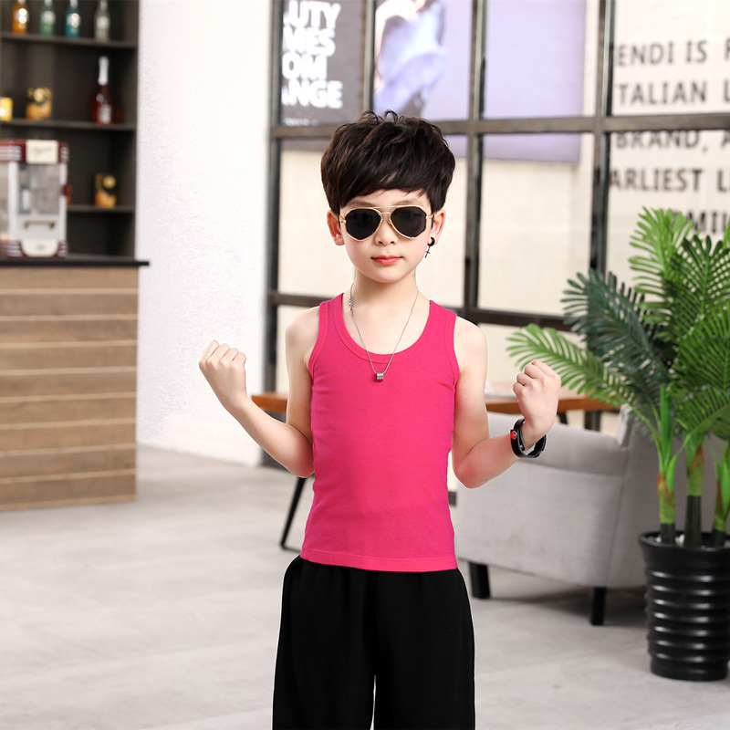 Picture of Children's Cotton Boys' I-shaped hurdle girls' small camisole children's underwear summer girls' bottoming shirt