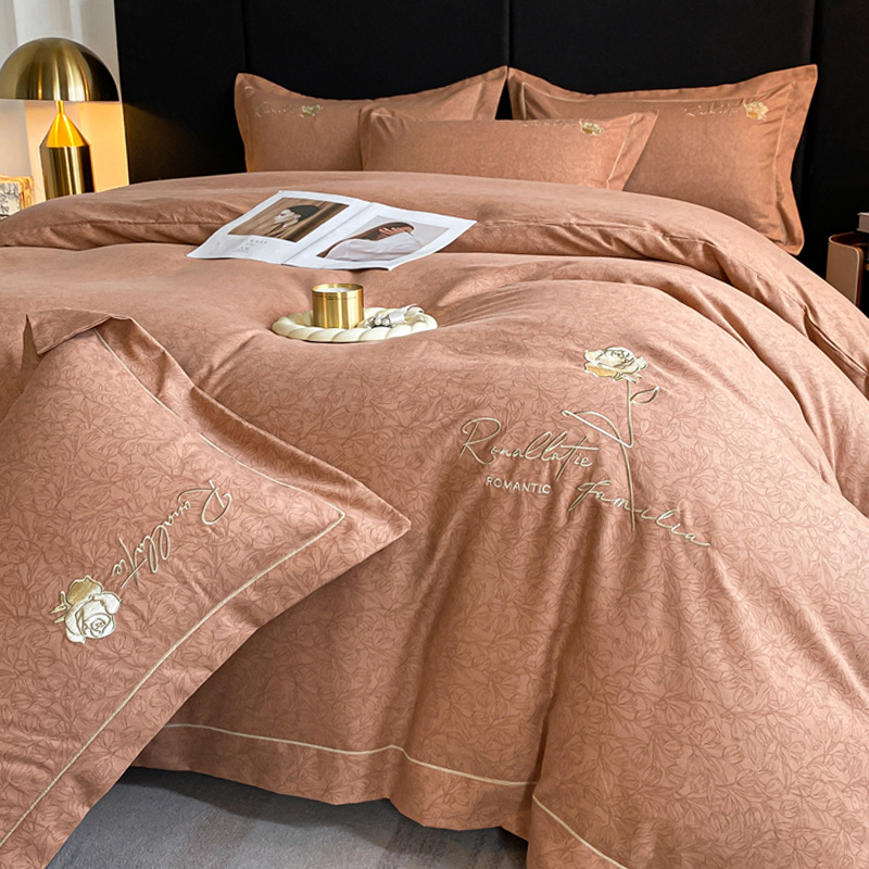 Picture of Light luxury embroidery thickened brushed bedding four-piece quilt cover quilt cover bed sheet three-piece fitted sheet factory wholesale