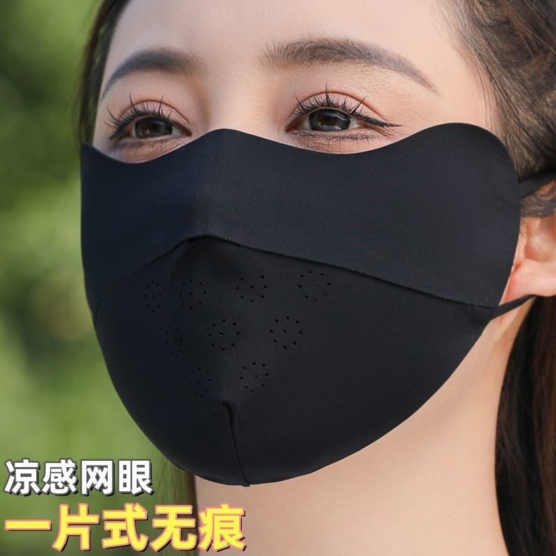 Picture of Sunscreen Mask Women's Anti-ultraviolet Summer Black Sunshade Full Face Mask Ice Silk Thin Breathable Eye Corner Stereo