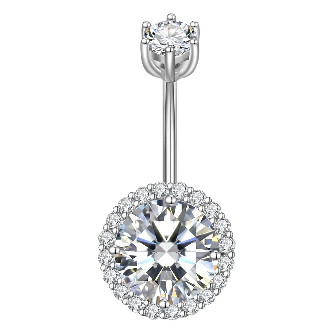 S925 silver diamond navel nail European and American body piercing jewelry navel ring goddess navel buckle Yiwu manufacturers wholesale