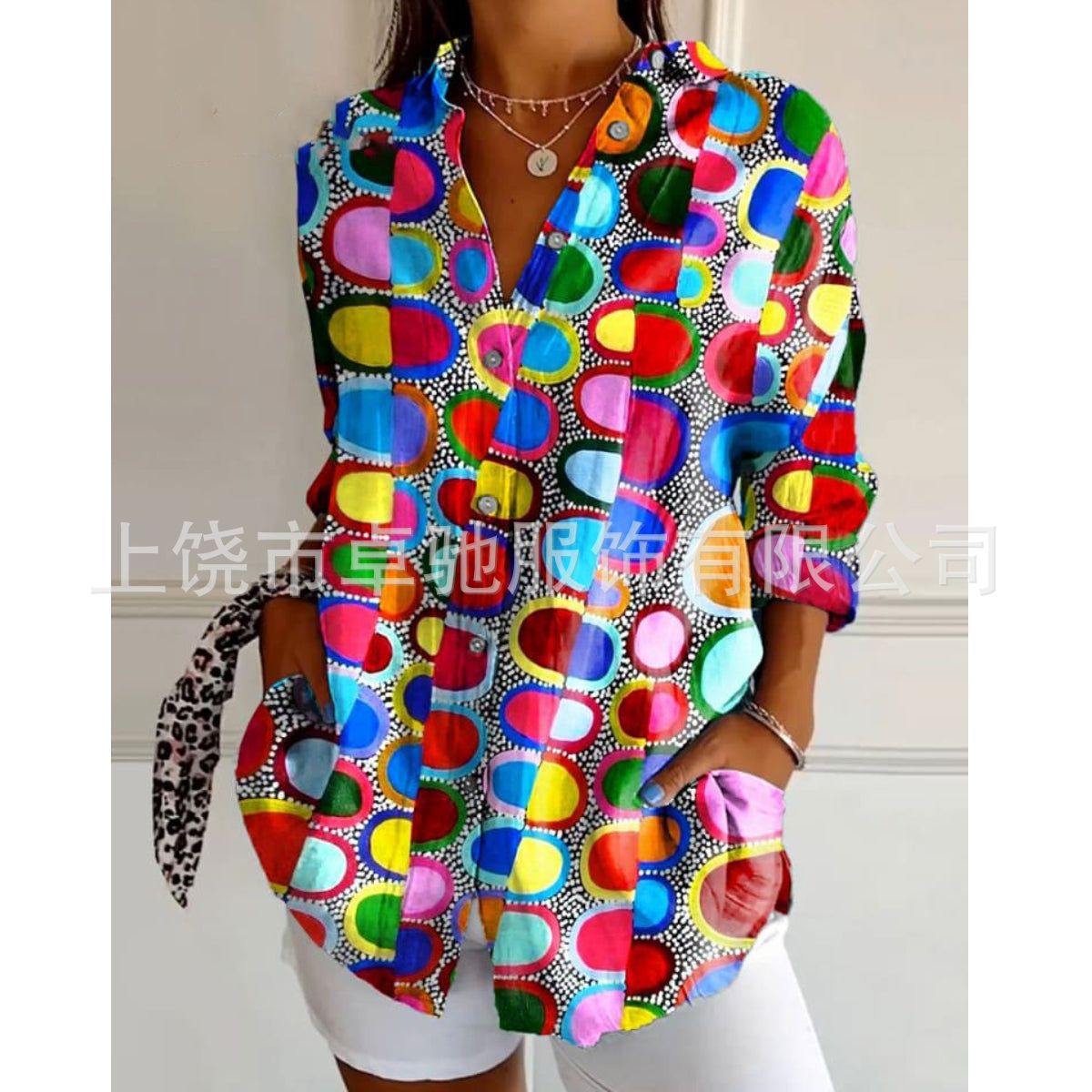 Picture of 2025 New Women's Long Shirt Women's Summer European and American Trend Long Sleeve Shirt Printed Pattern Printed 3D Shirt