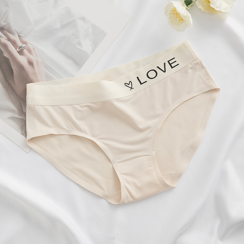 Picture of Naked seamless simple letter sporty women's underwear ice silk breathable mid-waist hip girl's quick-drying briefs
