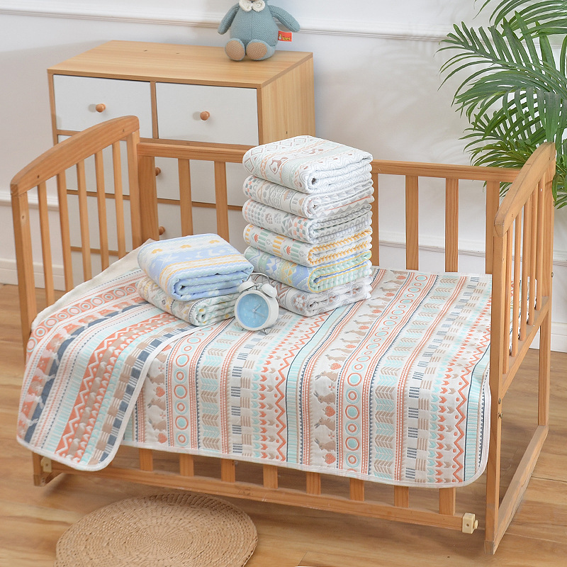 Factory Direct Supply 6-Layer Gauze Soft Mat Baby Cotton Bed Sheetss Kindergarten Summer Bed Mat Sweat-Absorbent Breathable Bed Cover