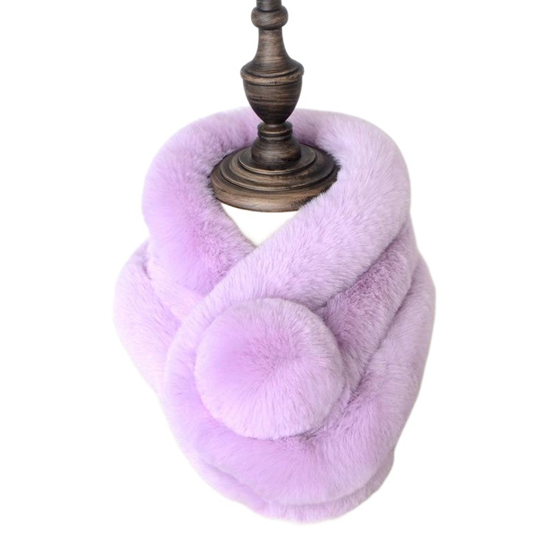 Eco-friendly Fur Imitation Rex Rabbit Hair Three-tube Scarf Women's Winter Thickened Fashionable Plush Warm Neck Pullover
