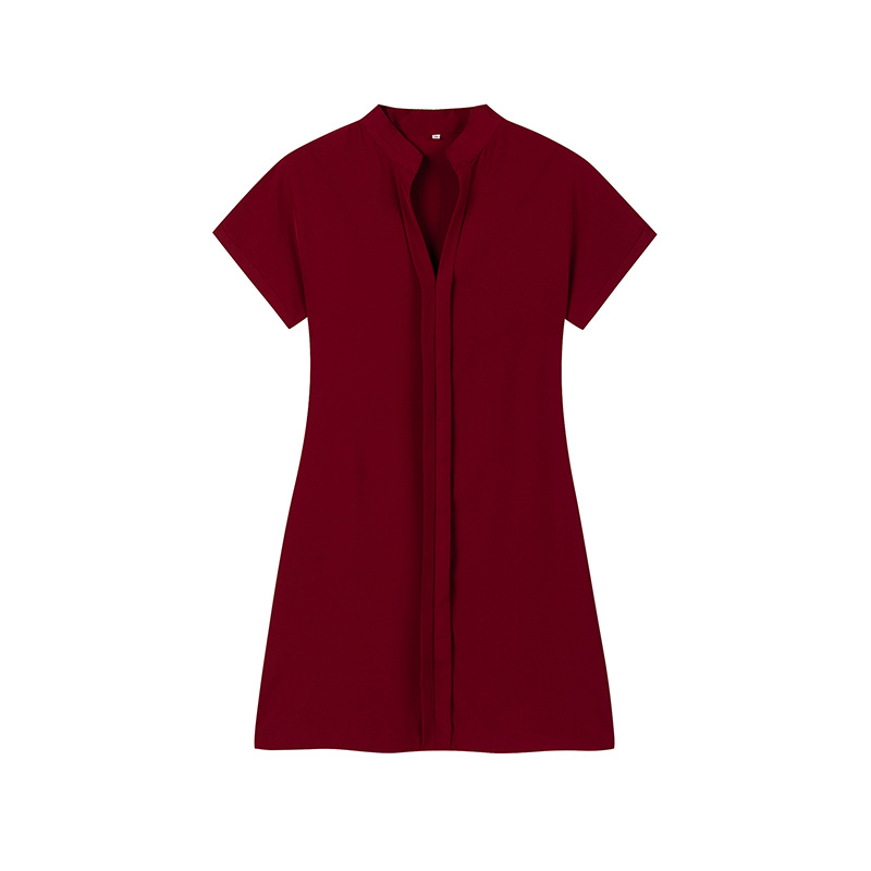 Picture of 2024 spring and summer European and American women's light ripe solid color short sleeve dress