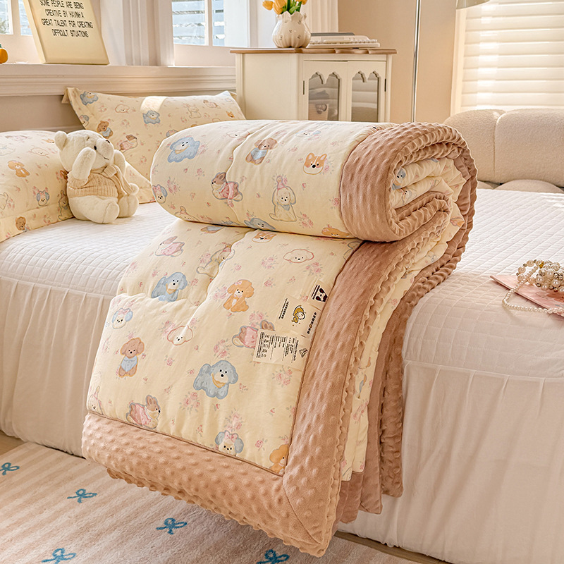 Picture of Class A cotton pea quilt household skin-friendly single double spring and autumn quilt thickened warm winter quilt thin air conditioning quilt wholesale